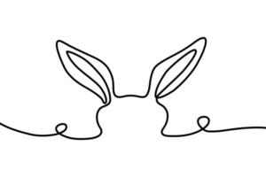 dibujo de línea continua de conejito lindo de pascua. una linea negra trazo editable. ilustración vectorial minimalista. vector