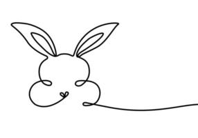 dibujo de línea continua de conejito lindo de pascua. una linea negra trazo editable. ilustración vectorial minimalista. vector