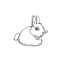 Cute rabbit continuous One Line Drawing. Outline style. Vector illustration for decor, greeting cards, posters, prints for clothes, emblems for the Easter holiday and not only