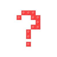 Question mark block plastic toys. Red vector icon on an isolated background.