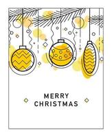 Christmas card. Vector holiday background.  In a linear style. Isolated background.