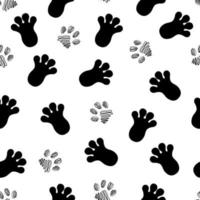 Animal footprints seamless pattern. Paw prints of dogs and rabbits. Vector background