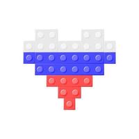 Russian flag created from plastic blocks of the constructor. Vector illustration.