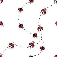 seamless endless pattern of ladybugs and paths. vector
