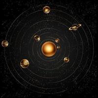 Solar system. Vector realistic illustration of the sun and eight planets orbiting it.