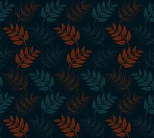 Dark seamless vector pattern of leaves. Stock vector illustration.