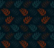 Dark seamless vector pattern of leaves. Stock vector illustration.