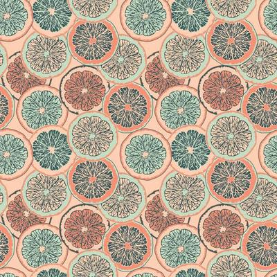 Seamless pattern with citrus fruit slices. Simple stylish vector illustration. Trendy modern print design. Orange,lemon.