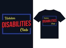 Hidden Disabilities Club illustrations for print-ready T-Shirts design vector