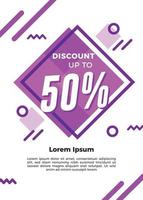 Purple graphic discount flyer template vector