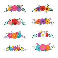 Set of floral ornaments isolated on white background vector