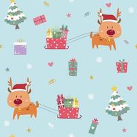 Cute reindeer on christmas day seamless pattern vector