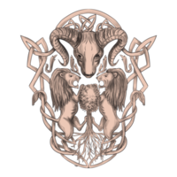 Bighorn Sheep Lion Tree Coat of Arms Celtic Knotwork Tattoo png