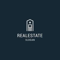 Real esate logo icon flat design template vector