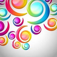 Abstract colorful spiral arc-drop pattern on a light background. Transparent colorful elements and circles design card.  Vector illustration.
