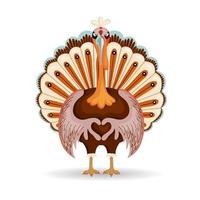 cartel para el personaje del día de acción de gracias. vacaciones de cena familiar de otoño. Turquía vector