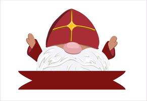 Saint Nicholas isolated on white background. Hands up. Page header. Saint Nicholas Day character. Winter childrens holiday. vector