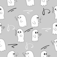 ghost lovely cute mascot characters seamless pattern premium vector