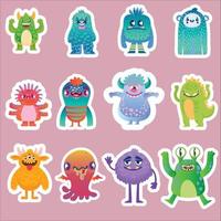 Sticker Set Funny Monsters Collection vector