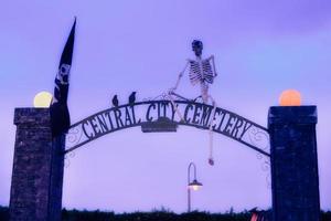 Halloween decoration with pumpkin and skull photo