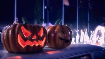 Halloween decoration with pumpkin and skull photo