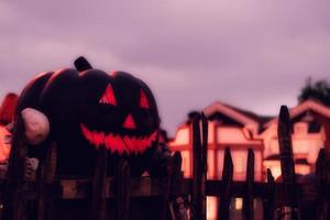 Halloween decoration with pumpkin and skull photo