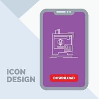 3d. dimensional. machine. printer. printing Line Icon in Mobile for Download Page vector