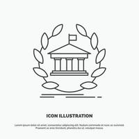 bank. banking. online. university. building. education Icon. Line vector gray symbol for UI and UX. website or mobile application