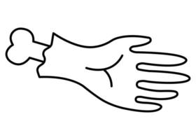 Hand with a bone doodle icon vector