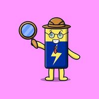 Cute cartoon character Battery detective vector
