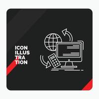 Red and Black Creative presentation Background for Access. control. monitoring. remote. security Line Icon vector