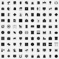 Set of 100 Business Solid Glyph icons vector