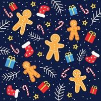 Christmas Decorative Holiday Background with Christmas Cookies and Gifts vector