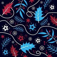 Christmas Decorative Background with Leaves and Berries. Christmas Celebration Wallpaper vector