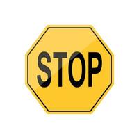 Traffic sign of stop icon on yellow background. photo