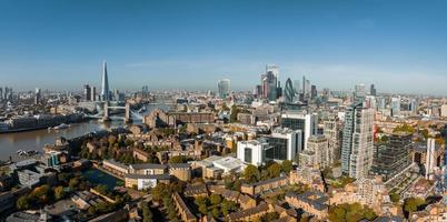 Aerial panoramic cityscape view of London and the River Thames photo