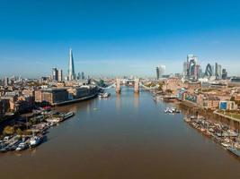 Aerial panoramic cityscape view of London and the River Thames photo