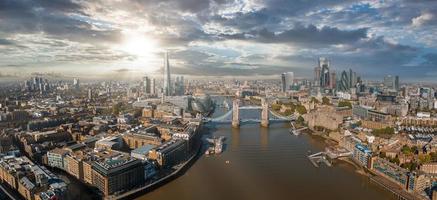 Aerial panoramic cityscape view of London and the River Thames photo