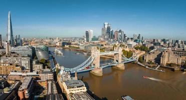 Aerial panoramic cityscape view of London and the River Thames photo