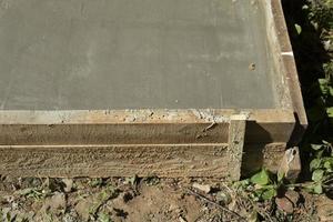 Formwork at construction site. Poured cement. Details of construction. photo