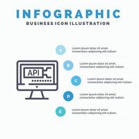 Computer Code Coding Education Blue Infographics Template 5 Steps Vector Line Icon template