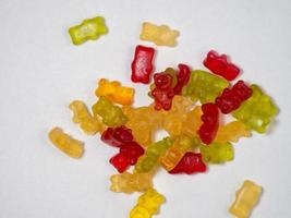 Gummy bears on a white background. Sweets and candies. photo