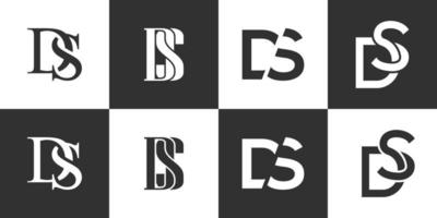 Set of DS or SD initial letter logo design. vector