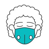 man with medical mask, covid 19 coronavirus prevention spread outbreak disease pandemic line and fill style icon vector