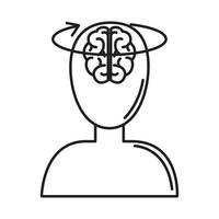 alzheimer disease, neurological function brain, decrease in mental human ability line style icon vector