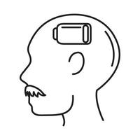 enfermedad de alzheimer, atención de silueta de perfil masculino, disminución en el icono de estilo de línea de capacidad humana mental vector