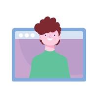 boy website internet video connection online training isolated icon design white background vector