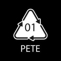 PETE 01 recycling code symbol. Plastic recycling vector polyethylene sign.