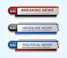 tv news bar. bar newspaper. bar social media. Television broadcast media title banner. vector