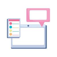 tablet content speech bubble school isolated icon design white background vector